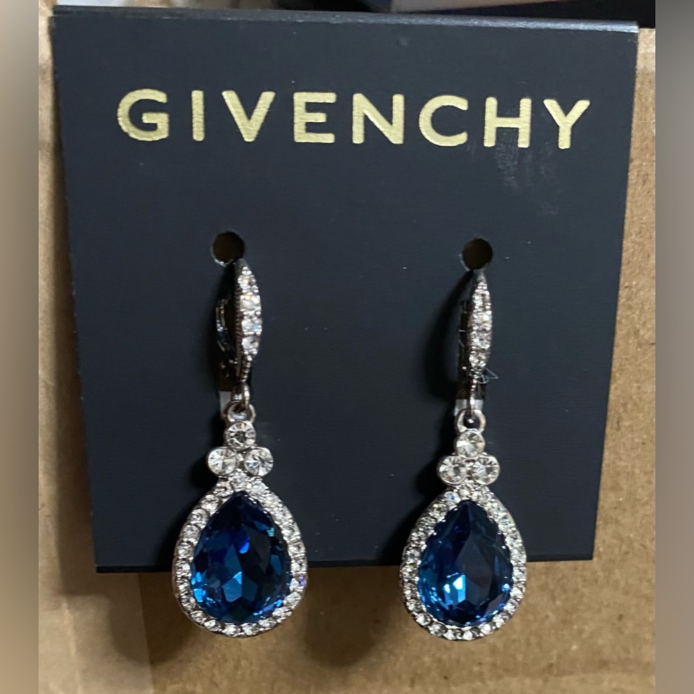 Givenchy Blue and Silver Drop Earrings